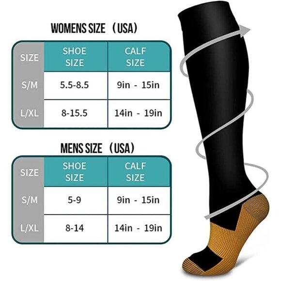 🆕🧦 Copper Infused Luxury Knee High Compression Socks Warm Long Stockings NWT🧦 - Picture 5 of 10